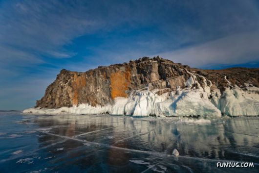 Frozen Lake Baikal In Siberia, Russia