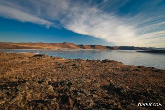 Frozen Lake Baikal In Siberia, Russia