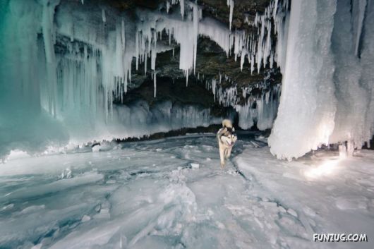 Frozen Lake Baikal In Siberia, Russia