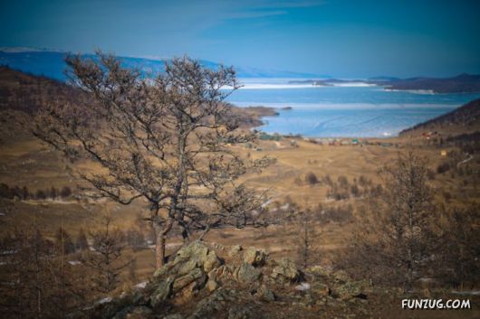 Frozen Lake Baikal In Siberia, Russia