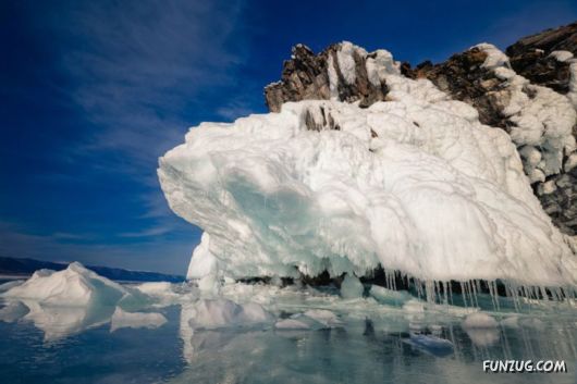 Frozen Lake Baikal In Siberia, Russia