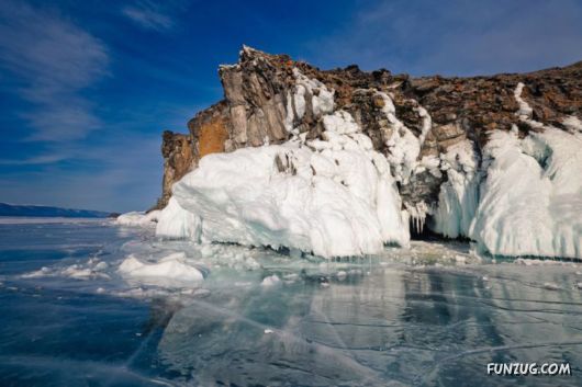 Frozen Lake Baikal In Siberia, Russia
