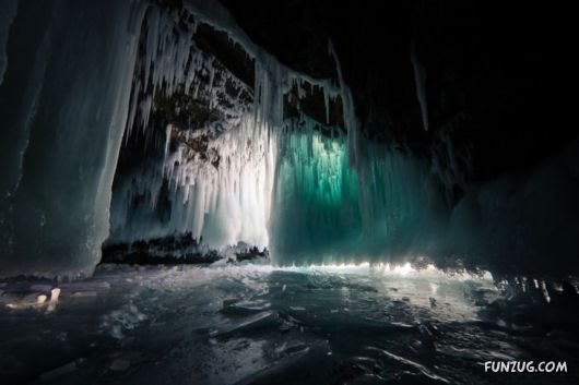 Frozen Lake Baikal In Siberia, Russia