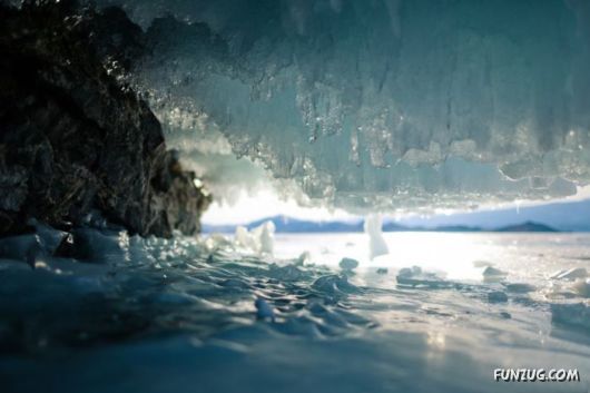 Frozen Lake Baikal In Siberia, Russia