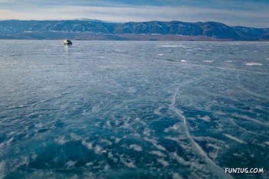 Frozen Lake Baikal In Siberia, Russia