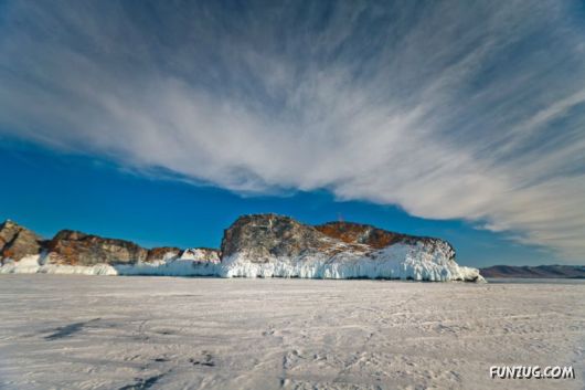 Frozen Lake Baikal In Siberia, Russia