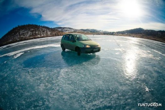 Frozen Lake Baikal In Siberia, Russia