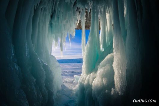 Frozen Lake Baikal In Siberia, Russia