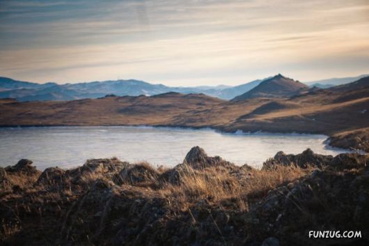 Frozen Lake Baikal In Siberia, Russia