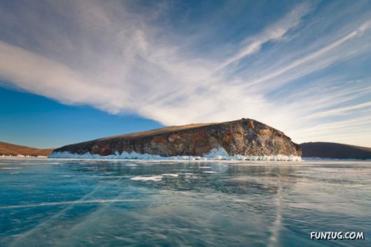 Frozen Lake Baikal In Siberia, Russia